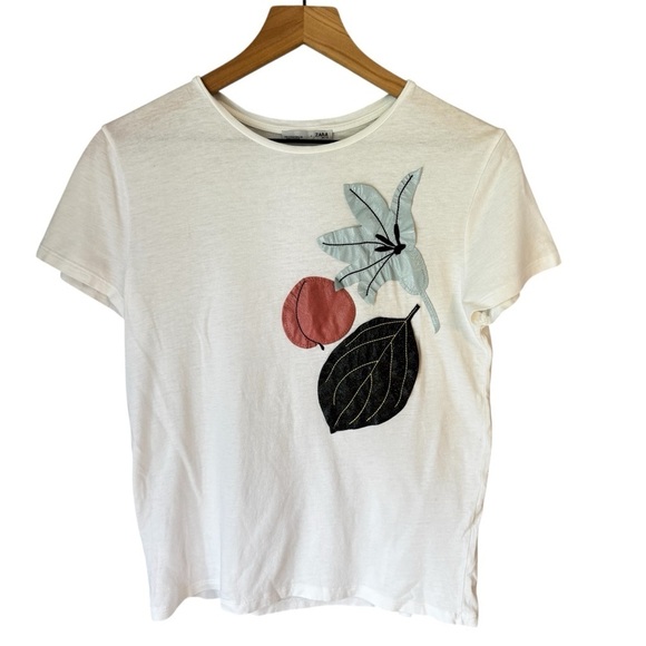 Zara W/B Women’s 3D Patchwork Slim Fit Baby T-shirt Size Small - Picture 2 of 5